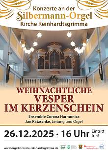 Weihnachtliche Vesper mit dem Ensemble Corona Harmonica und Jan Katzschke (Leitung und Orgel)